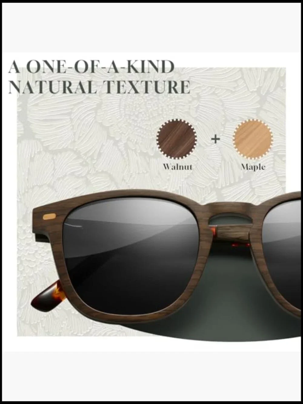 Vintage Wood Sunglasses Square Polarized UV400 Walnut Ebony Rose Wood
